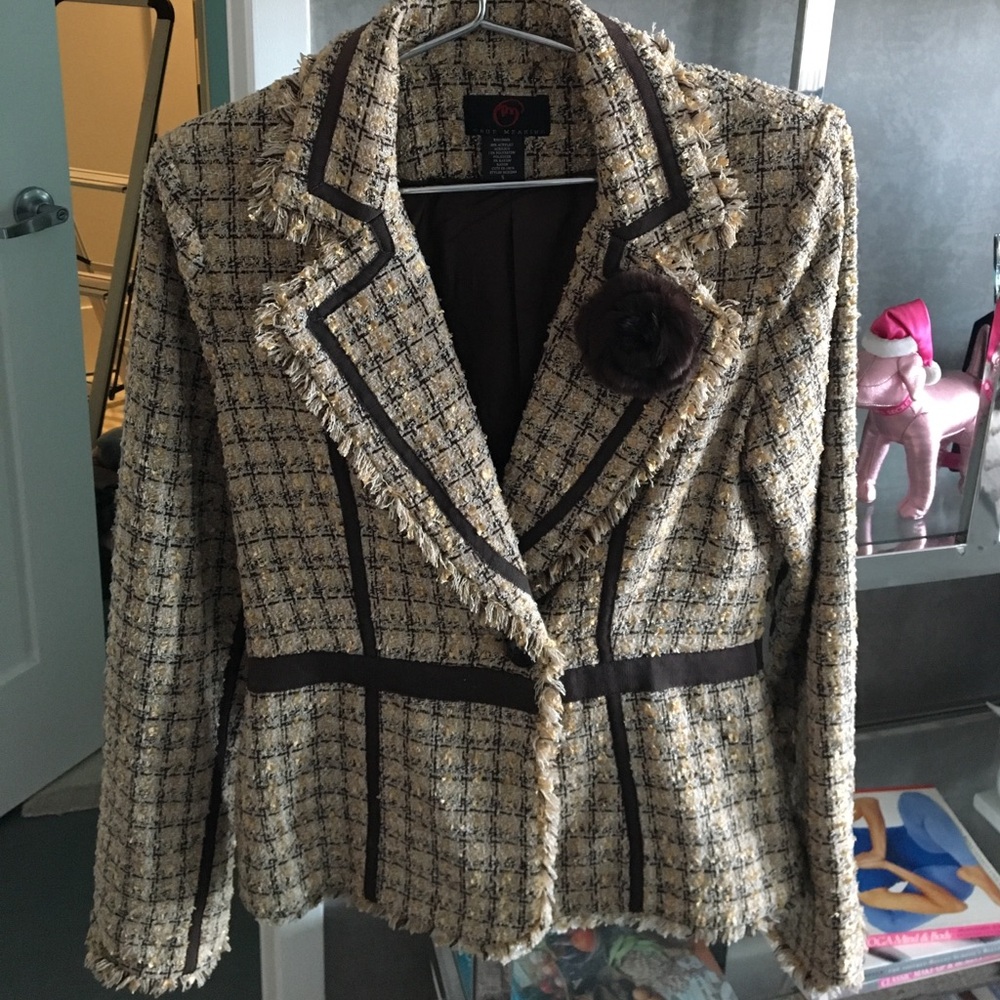 Beige True Meaning Tweed blazer, jacket, coat